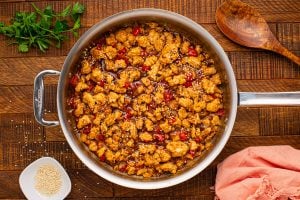 sauce added to pan